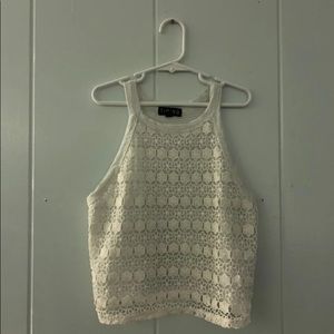 blue and white floral halter